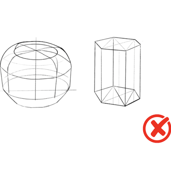 drew and comparing round, polygon, and rectangular forms.