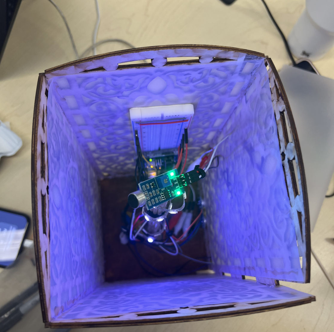 We checked the internal layout of the lamp to confirm the electronics fit securely inside the enclosure.